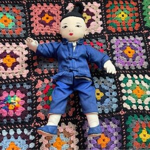 Japanese Ada Lum Doll 12 1/2” Tall Light Water Damage to Face Super Old & Sweet!